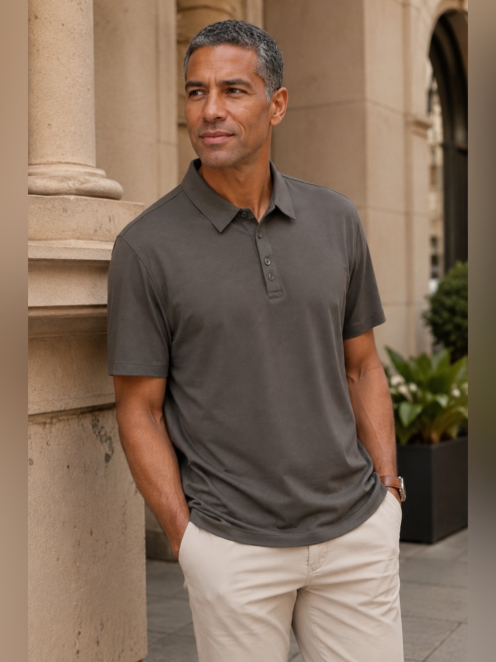 Banana Republic Men’s Cotton Polo Shirt XL Dark Olive Gray